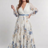 Lavinia | Long Sleeve V Neck Floral Maxi Dress