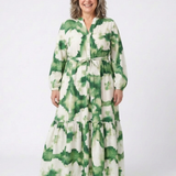 Sabine | Long Sleeve Tie Waist Tiered Maxi Dress