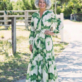 Sabine | Long Sleeve Tie Waist Tiered Maxi Dress