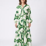 Sabine | Long Sleeve Tie Waist Tiered Maxi Dress