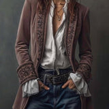 Erica | Long Vintage Velvet Jacket with Embroidery