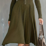 ZINNIA | ZIPPERED LONG SLEEVE DRESS WITH STRETCH FABRIC