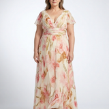 Elara | V Neck Short Sleeve Floral Maxi Dress