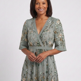 Evadne | Floral V Neck Short Sleeve Maxi Dress