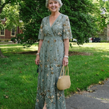 Evadne | Floral V Neck Short Sleeve Maxi Dress