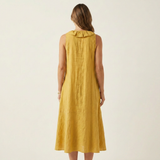 Vicky | Ruffle-Front V-Neck Sleeveless Linen Maxi Dress