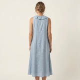 Vicky | Ruffle-Front V-Neck Sleeveless Linen Maxi Dress