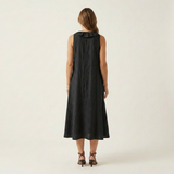 Vicky | Ruffle-Front V-Neck Sleeveless Linen Maxi Dress
