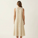 Vicky | Ruffle-Front V-Neck Sleeveless Linen Maxi Dress