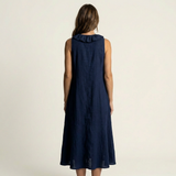 Vicky | Ruffle-Front V-Neck Sleeveless Linen Maxi Dress
