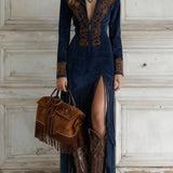 Beatrice | Western Faux Suede Fringe Dress
