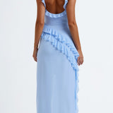 SOLANDRA | PROM DRESS WITH RUFFLE AND SLIT MAXI