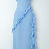SOLANDRA | PROM DRESS WITH RUFFLE AND SLIT MAXI