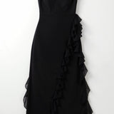 SOLANDRA | PROM DRESS WITH RUFFLE AND SLIT MAXI