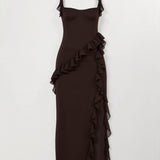 SOLANDRA | PROM DRESS WITH RUFFLE AND SLIT MAXI