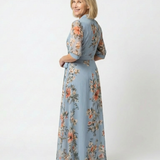 Elowen | Floral Wrap V Neck Maxi Dress