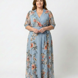 Elowen | Floral Wrap V Neck Maxi Dress