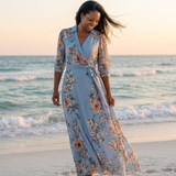 Elowen | Floral Wrap V Neck Maxi Dress