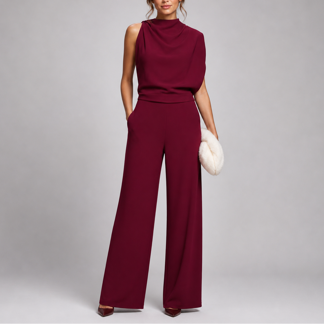 Anna Jumpsuit with Sleeveless Upper and Wide-Leg Design